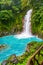 Rio Celeste Waterfall and pond in Tenorio Volcano National Park, Alajuela Province, Costa Rica