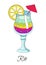 Rio cocktail, rainbow drink with lemon slice and umbrella