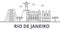 Rio De Janeiro architecture line skyline illustration. Linear vector cityscape with famous landmarks, city sights