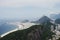 Rio de Janeiro; Brazil - February, 12, 2019: Aerial view over Copacabana beach from Sugarloaf mountain