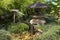 Rio de Janeiro, Brazil, Japanese corner in the Botanical garden. Japanese bamboo fountain.