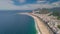 RIO DE JANEIRO, BRAZIL- MAY 2023: Hyperlapse drone aerial view of the famous Copacabana beach and Atlantic ocean coast