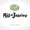 Rio de Janeiro hand drawn lettering calligraphy and abstract landscape.