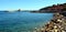 Rio Marina, sky, town, Elba island, rocks and background