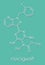 Riociguat pulmonary hypertension PH drug molecule. Stimulator of soluble guanylate cyclase sGC. Skeletal formula.