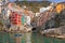 Riomaggiore town on the coast of Ligurian Sea