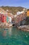 Riomaggiore town on the coast of Ligurian Sea