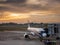 Rionegro, Colombia September 21 2023, modern Avianca Airlines plane with vintage painting stationed in an airport during sunrise