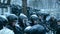 riot police cordon near Lobanovsky Stadium during