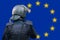 Riot police and european flag
