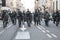 Riot police following Kurdish demonstrators in Milan, Italy