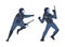 Riot Police Officer and Squad Member in Uniform and Helmet with Baton Fighting Vector Set