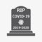 RIP COVID-19. Coronavirus abstract gravestone