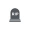 Rip grave vector icon. Tombstone Gravestone death rest in peace flat funeral symbol.