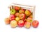 Ripe apples in wooden crate