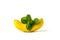 Ripe banana with a mint isolate on white background