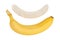 Ripe banana. Peeled banana. Isolated white background.