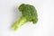 Ripe broccoli, inflorescence, isolated on a white background, top view