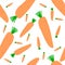 Ripe carrots scattered on white. Seamless pattern.