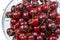 Ripe cherry in a glass bowl