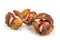 Ripe chestnuts in shell on the table. Chestnut tree fruit