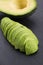 Ripe cleaned peeled avocado sliced