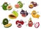 Ripe exotic asian fruits characters