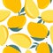 Ripe exotic fruits, decorative background. Colorful seamless pattern with mango, leaves