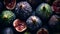 Ripe figs with water drops, banner, Generative AI