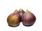 Ripe figs on a white background. Several figs. Southern fruit isolate. Purple fruit. Healthy diet