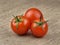 Ripe Fresh Cherry Tomatoes on Coarse Fabric