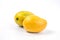 Ripe fresh mangos fruit on white backgroune