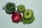 Ripe, juicy apples - red and green. natural food. fruits and vegetables. healthy eating. fitness products. diet. smoothies