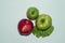 Ripe, juicy apples - red and green. natural food. fruits and vegetables. healthy eating. fitness products. diet. smoothies