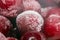 Ripe juicy frozen cherries closeup background texture