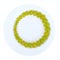 Ripe juicy green grapes lined with ring in order of increasing size of berries in a white plate, top view, isolated