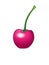 Ripe juicy red cherry with a green handle - vector full color picture. Berry Cherry.