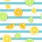 Ripe juicy tropical fruit striped seamless background.