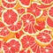 Ripe juicy tropical grapefruit background. Vector card illustration. Closely spaced fresh citrus red pomelo fruit piece