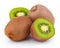 Ripe kiwi fruits with halves