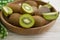 Ripe kiwi season tropical delicious vitamins rustic antioxidant on wooden background dessert detox table healthy