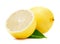 Ripe lemon with leaf.