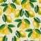 Ripe lemons Watercolor set. Citrus pattern on light green background.