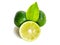 Ripe lime fruit with a half of lime on the white background, .Ripe lamon fruit with a half of lime on the white background