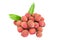 Ripe litchi fruits on white background
