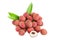 Ripe litchi fruits on white background