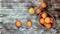 Ripe mandarine in basket on wooden table background