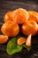 Ripe mandarines, peeled tangerine and tangerine slices