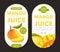 Ripe Mango Label Design with Bright Tropical Fruit Vector Template