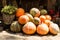 Ripe orange pumpkins stacked